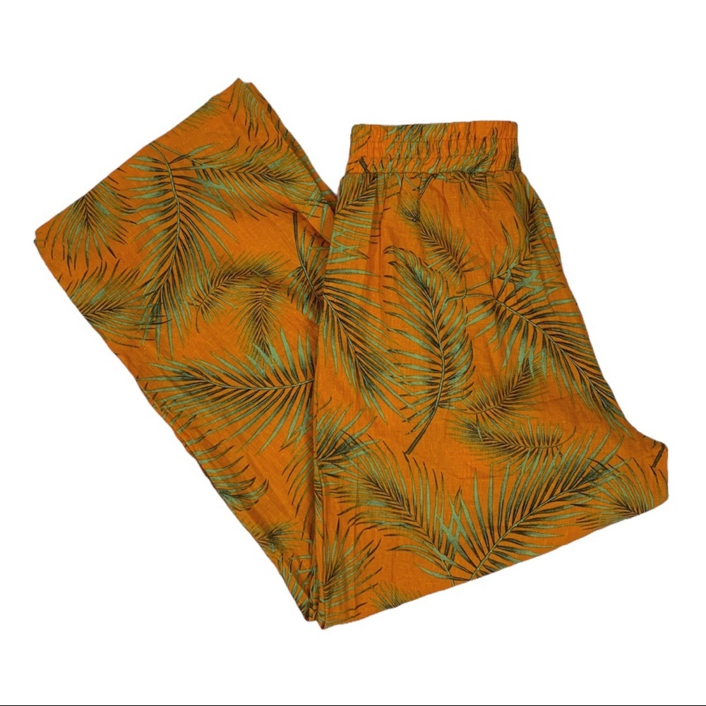 Panama Jack Linen Blend Leaf Print Pants Size S